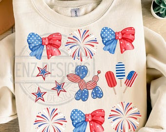 4th of July Coquette Bows PNG, Patriotic Bow Sublimation Design, Fourth of July Png, Cute Coquette Independence Day Digital Download