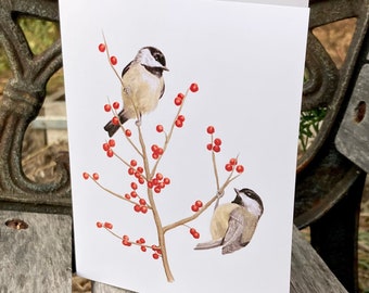 Chickadee Notecards: Watercolor Bird Art, Set of 8
