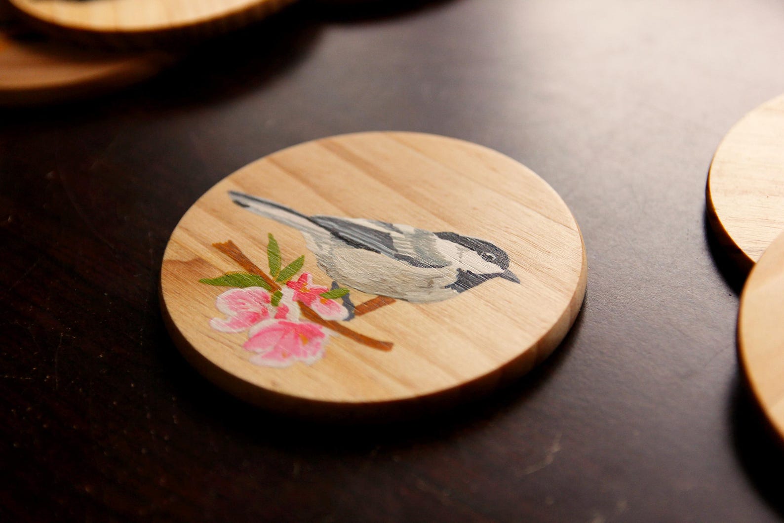 Hand-painted Bird Coaster Set: Custom Acrylic Wood Coasters - Etsy