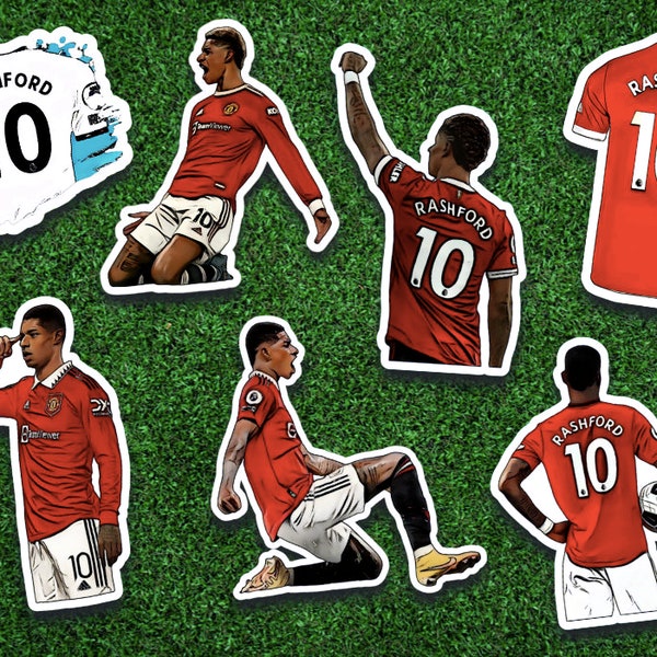 Marcus Rashford Premier League Soccer Football Sticker Decal Patch Bundle