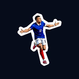 Illustrazione realistica di un cartone animato di calcio, adesivi in vinile