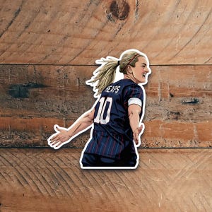 Pegatinas de vinilo brillantes y mate con ilustración realista de dibujos animados de fútbol femenino.