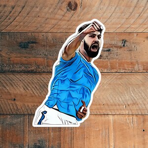 Pegatina de vinilo ilustrada con dibujos realistas del equipo de fútbol de Manchester