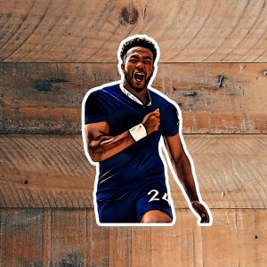 Pegatinas azules de Londres con dibujos animados realistas de fútbol inglés