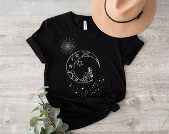 Gothic Mond & Sterne Shirt: Himmlisches mystisches Tee