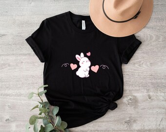Bunny Heart Graphic Tee, Animal Lover Shirt