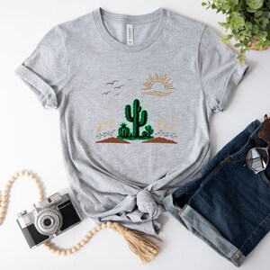Desert T shirt, Cactus T shirt, Cactus Scene T shirt, Road trip T shirt, Cactus Plant T shirt, Sun Desert T shirt, Unisex Tee, Adventure Tee