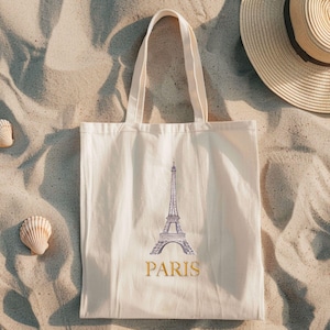Cotton Canvas Tote Bag, Eifel Tower Tote Bag, Paris Tote Bag, Paris France Tote Bag, Trendy Tote Bag, Graphic Tote Bag, Travel Gift