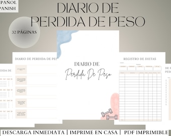 Diario de perdida de peso l Planificador de perdida de peso l registro de perdida de peso l Diario de fitness l Planificador de fitness