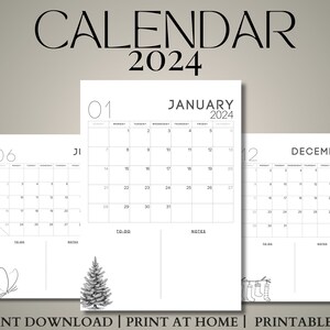 2024 calendar 2024 monthly planner calendar 2024 printable 2024 calendar minimalist 2024 calendar A4 size wall 2024 calendar