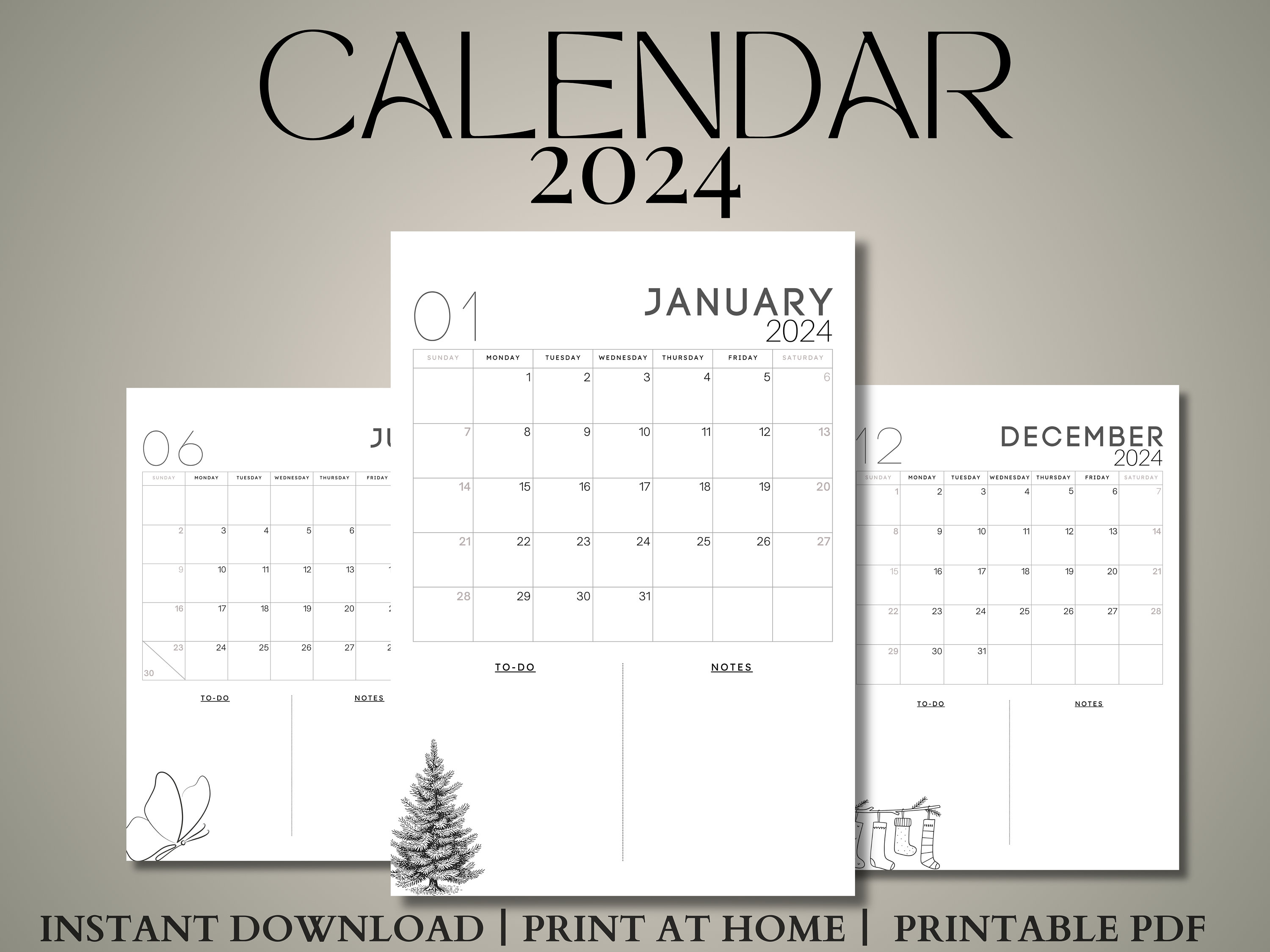 2024 Calendar 2024 Monthly Planner Calendar 2024 Printable 2024 ...