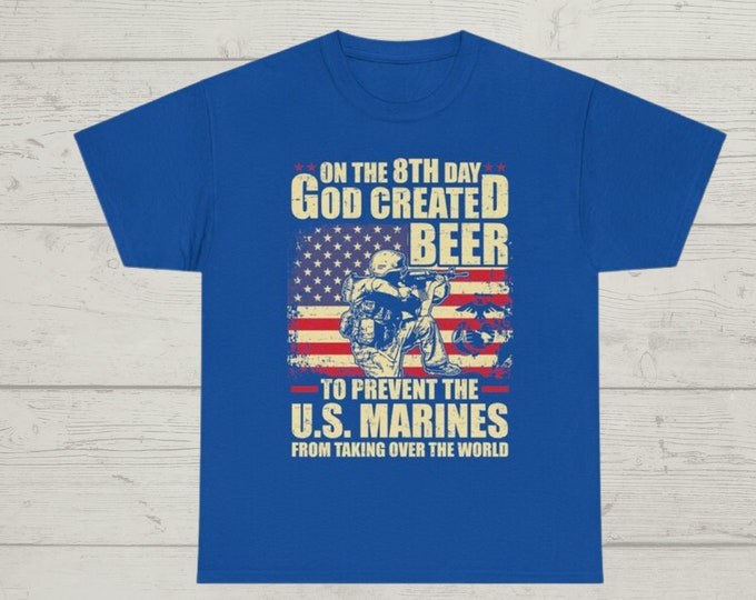 American Pride, USA T-Shirt,American Flag T-Shirt, Proud AmericanHonor, Courage and Commitment- Marine T-shirt