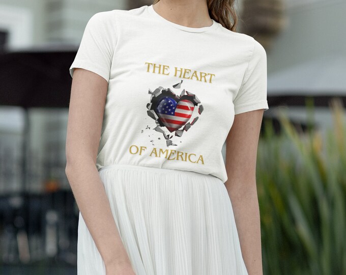 American Pride, USA T-Shirt,American Flag T-Shirt, Proud AmericanHeart of America: 3D T-Shirt