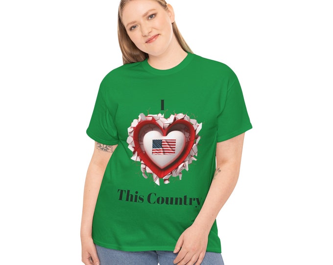 American Pride, USA T-Shirt,American Flag T-Shirt, Proud AmericanI Love This Country, 3D Heart T-Shirt