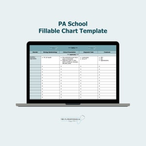 PA スクールの記入可能なチャート テンプレート 医師アシスタントの勉強 メモを取るリソース 医師アシスタント試験準備