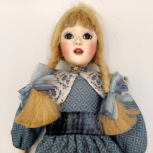 Finland Handmade Ceramic, Stuffed Body Doll 20&quot; by Mirja Grunwald, Scandinavian