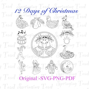 12 Tage Weihnachten Original Bundle Set-Sofortiger Download SVG, PDF, PNG