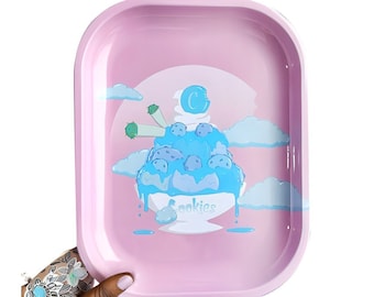 Cookies and Cream Tray! | Pink and Blue | 180 x 140 MM | Herb | Tobacco | Smoke Accessories | Rolling Tray | Ash Tray |