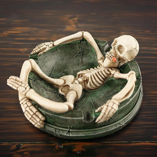 Cendrier squelette | Décor créatif | Horreur d’Halloween | 11,5 X 11,5 CM | Herbe | Tabac | Accessoires de fumée | Cadeaux Stoner |