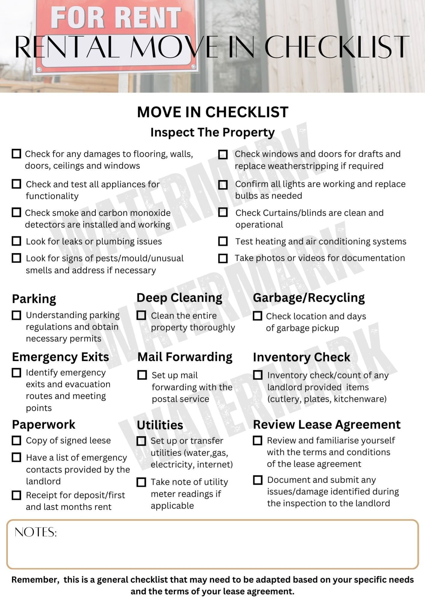 Printable Rental Move in Checklist Apartment Move in Checklist Printable Rental Move in Checklist Apartment Move in Checklist