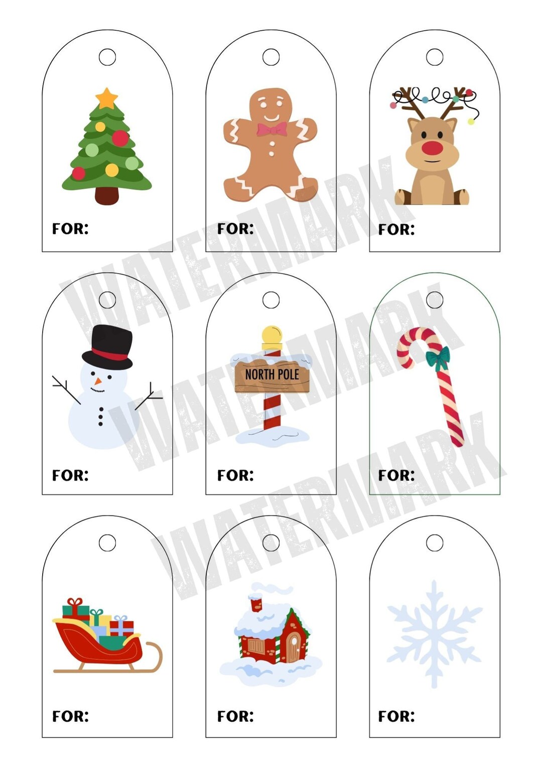 Printable Kids Christmas Gift Tags, Set of 9, Holiday Gift Tags, Digital Christmas Gift Tags ...