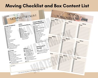 Moving Checklist, Printable Moving Checklist, A4, Printable Moving To-do List, Real Estate ...