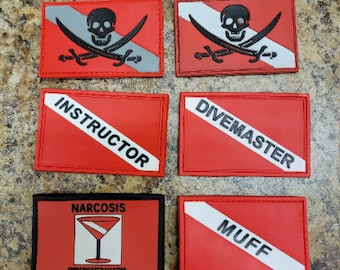Scuba Diver Assorted Dive Flage PVC/Rubber Patches