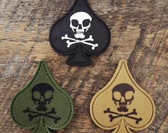 Ace of Spades Skull and Crossbones PVC Patches