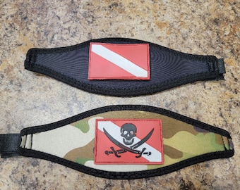 Custom Dive Snorkel Mask Black w/ hook and loop for patches