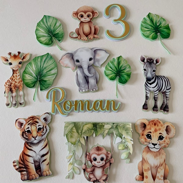 Safari jungle animal cake toppers