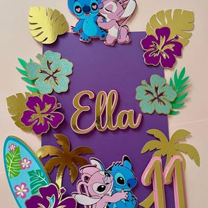 Personalised Stitch inspired cake toppers / stitch and angel cake topper