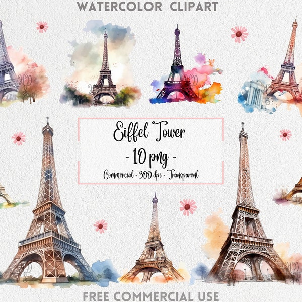 Watercolor Eiffel Tower, Clipart - 10 PNG - Landmark clip art, Eiffel tower png, Landmark clipart, Watercolour, Paris PNG, Paris Clipart png