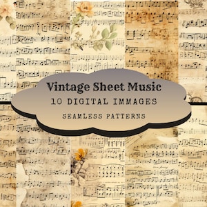 VINTAGE SHEET MUSIC | Instant Download | Printable Paper | Junk Journal | Scrapbooking | Pack of 10 | Commercial Use | Print on Demand |