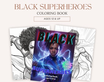 Black Girl Superheroes Coloring Book 15 Pages of black women superheroes, DIGITAL DOWNLOAD