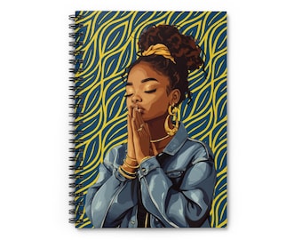 Praying Black Woman Spiral Notebook, Religious Journal, Faith Notebook, African American Prayer Diary, Inspirational Notebook, Christianity