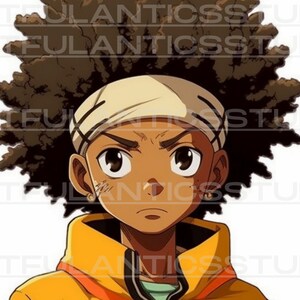 Puede incluir: Una ilustraci&oacute;n de dibujos animados de una persona joven con piel morena, que lleva una sudadera amarilla, una diadema blanca y pendientes de oro. La persona tiene un peinado afro corto y mira directamente al espectador.