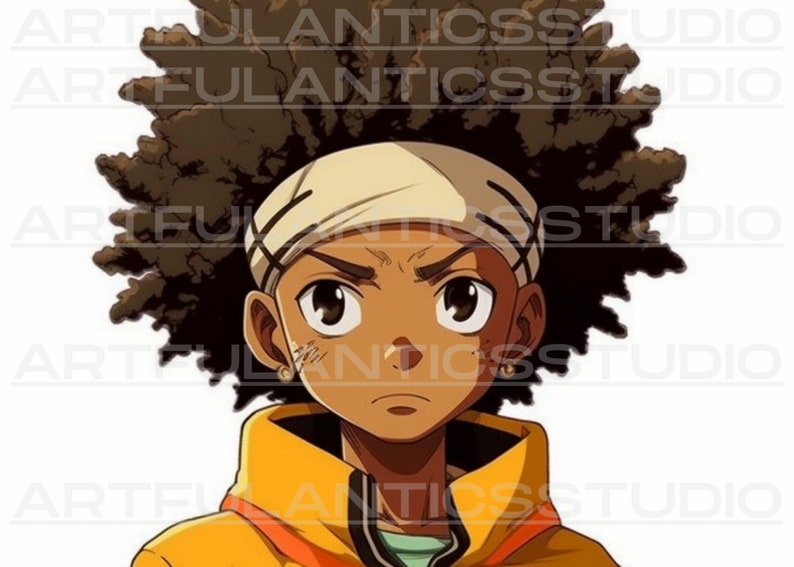 Puede incluir: Una ilustraci&oacute;n de dibujos animados de una persona joven con piel morena, que lleva una sudadera amarilla, una diadema blanca y pendientes de oro. La persona tiene un peinado afro corto y mira directamente al espectador.