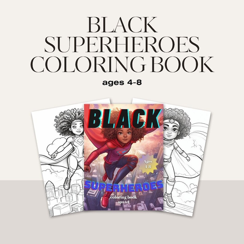 Black Girl Superheroes Coloring Book Ages 611, 12 Pages, DIGITAL