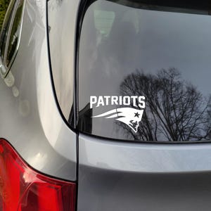 New England Patriots Script Logo Vinyl Decal Sticker - White, For Car Window, Laptop, Truck - View #6