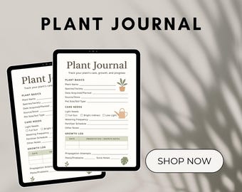 印刷可能な植物ジャーナル | 観葉植物のケアトラッカー | 植物ケアログPDF | デジタル植物プランナーのダウンロード