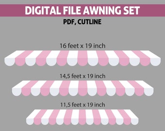 Rosa und weißes Markisenzelt Digitale Dateien: Birthday Party Decor (PDF)