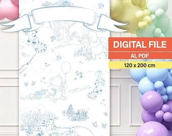 Winnie the Pooh Backdrop: Party Decor (PDF, AI)