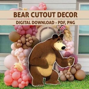 Masha and Bear Big Decor Groovy CutOut, CutOut Decor, Decoration Masha Theme Birthday, Birthday Party, Digital Download