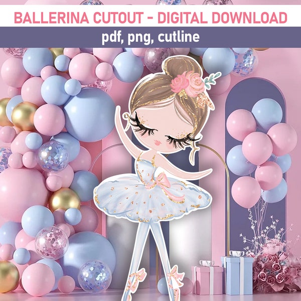 Big decor Ballerina ,ballerina cutout, digital download, girl birthday party, ballerina party decor, watercolor ballerina, dancer