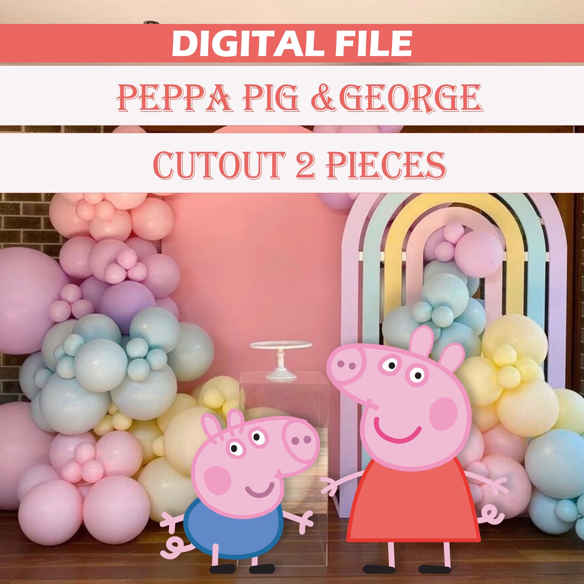  Peppa Pig - Ramo de globos para fiesta de primer cumpleaños,  para niños de 1 año, incluye 8 globos : Juguetes y Juegos