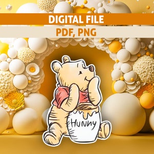 Decoración grande de Winnie the Pooh: imprimible para fiesta PNG, PDF (archivo digital)