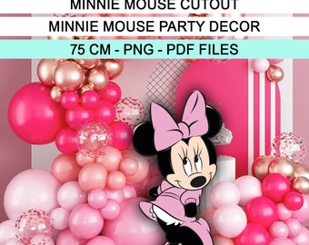 Decor verjaardagsfeestje Minnie Mouse: roze groovy uitsnede (digitale download)