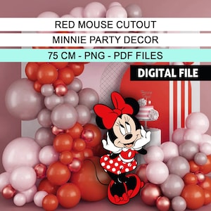 Minnie mouse ,Red Minnie Big Decor, Groovy CutOut, Cutout Decor, Minnie mouse Theme Birthday, Birthday Party, red mouse, Digital Download