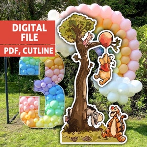 Winnie The Pooh Tree, Winnie Digital File, Big Decor, Winnie and friends, Winnie Cutout, Piglet, tigger, eeyore