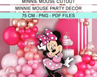 Big Decor Minnie Mouse  CutOut, Decoration Minnie Mouse Theme Birthday, Birthday Party, pink mouse, Digital Download